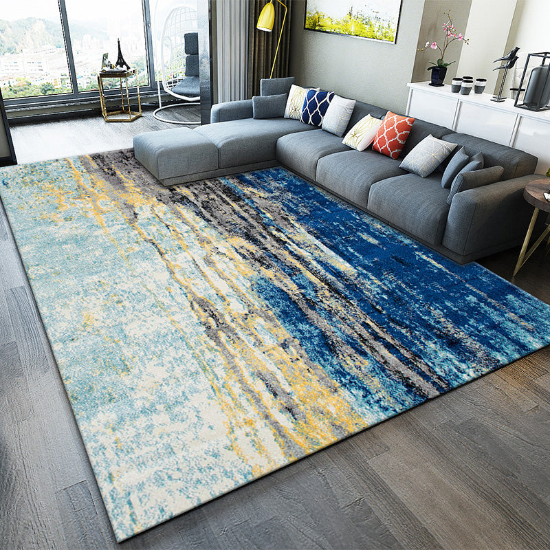 Simplicity Rectangle Print Area Carpet Polyester Rug Non-Slip Backing Indoor Rug for Living Room