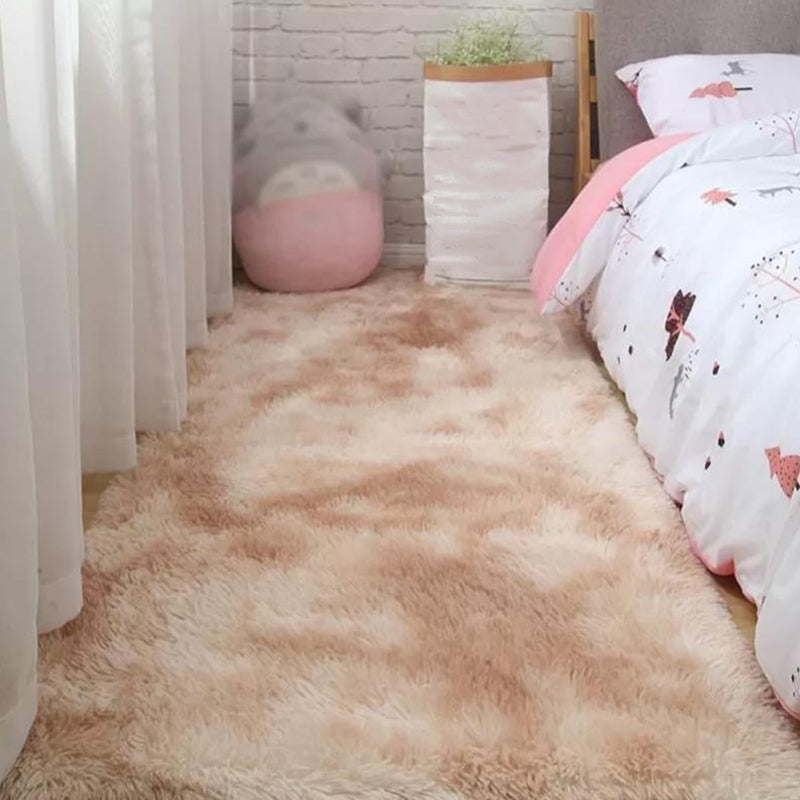 Light Pink Modern Rug Polyester Tie-Dye Rug Non-Slip Backing Rug for Living Room