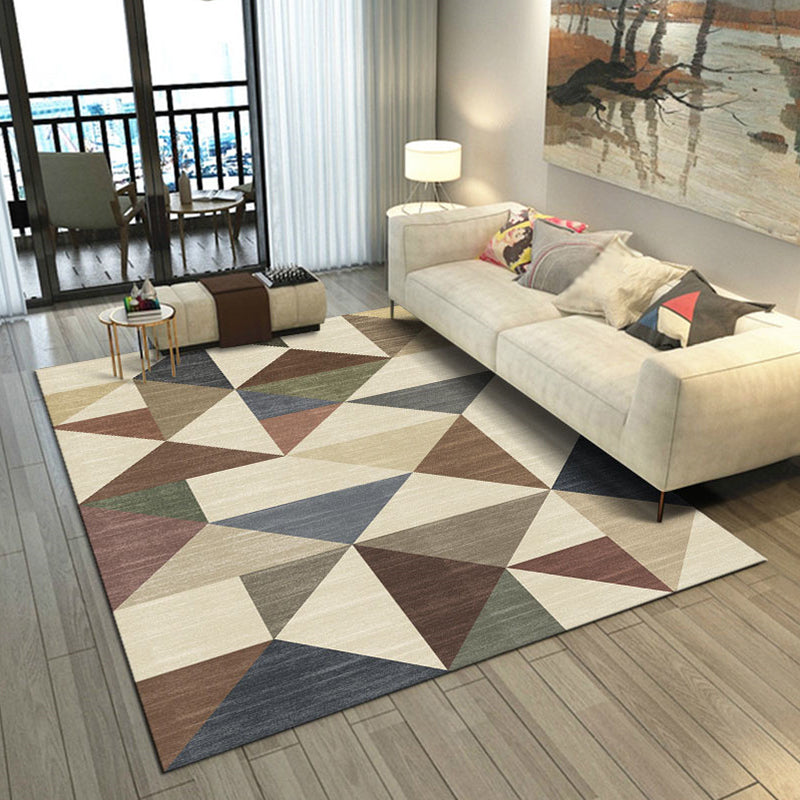 Funky Geometry Print Area Carpet Polyester Indoor Rug Non-Slip Backing Area Rug for Living Room
