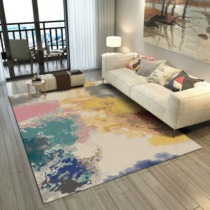 Funky Geometry Print Area Carpet Polyester Indoor Rug Non-Slip Backing Area Rug for Living Room