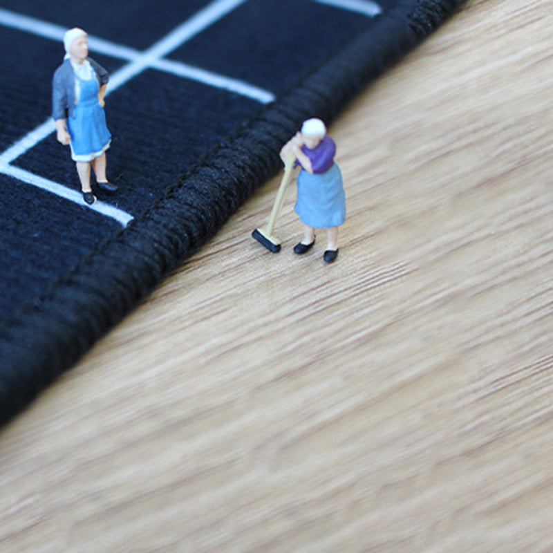 Gray Modern Rug Polyester Contrast Color Design Rug Washable Rug for Living Room