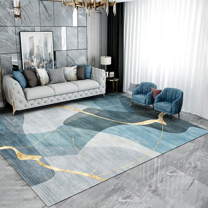 Trendy Rectangle Print Indoor Rug Polyester Carpet Non-Slip Backing Area Rug for Home Decoration