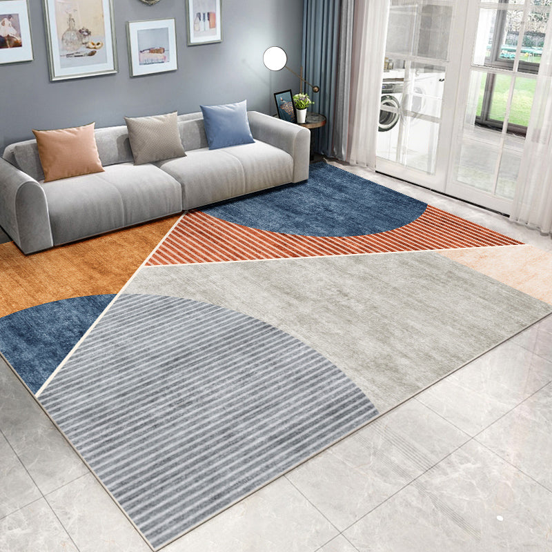 Trendy Rectangle Print Indoor Rug Polyester Carpet Non-Slip Backing Area Rug for Home Decoration