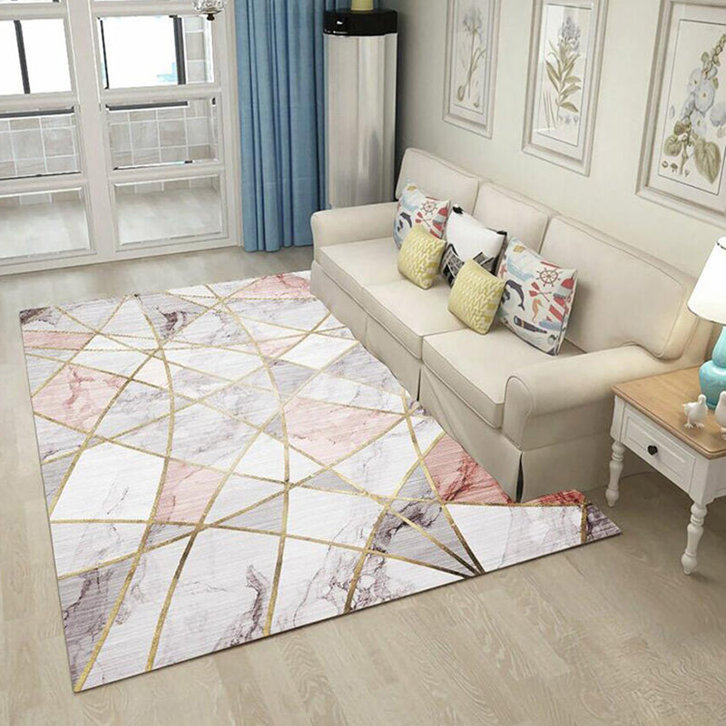 Modern Graphic Print Indoor Carpet Polyester Area Rug Non-Slip Backing Carpet for Living Room
