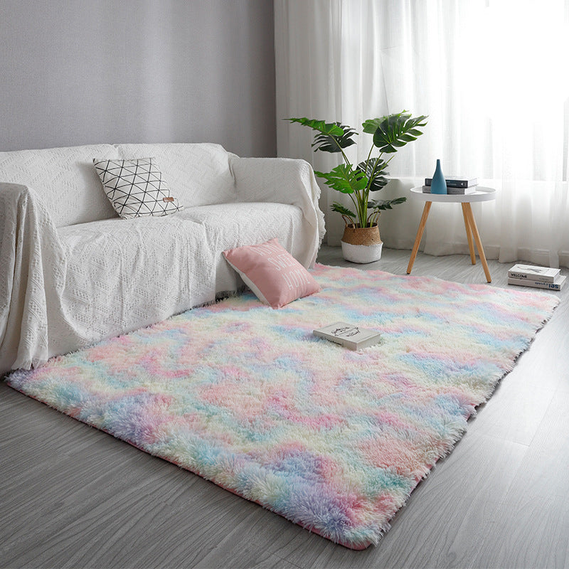 Creative Tie Dye Shag Area Rug Polyester Indoor Carpet Non-Slip Backing Rug for Home Decoration