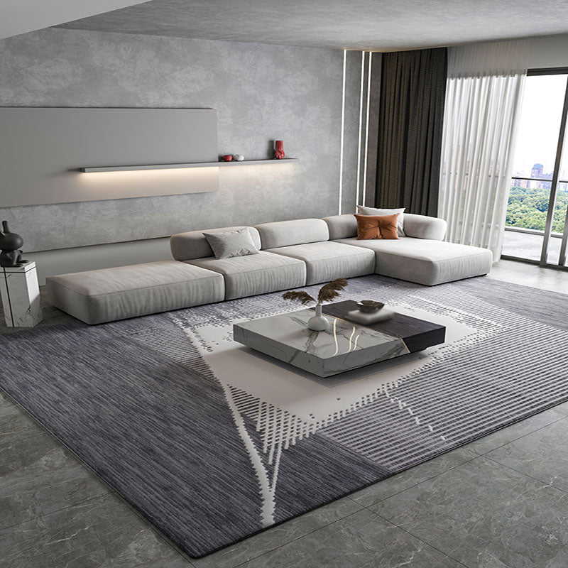 Modern Geometry Print Rug Polyester Indoor Carpet Stain Resistant Area Rug for Living Room