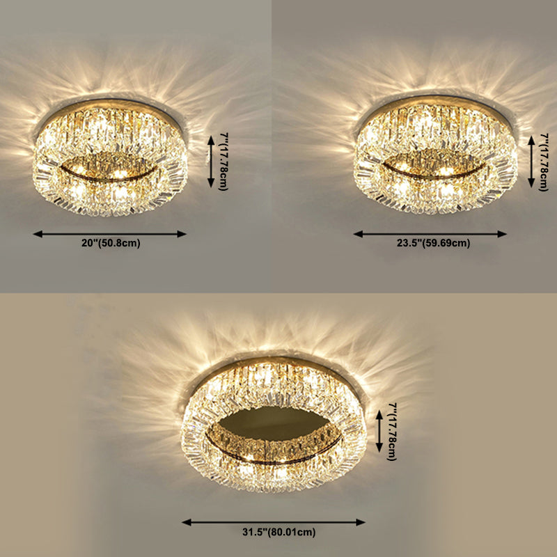 Ring Shaped Crystal Ceiling Light Modern Style Flush Mount Lamp for Living Room