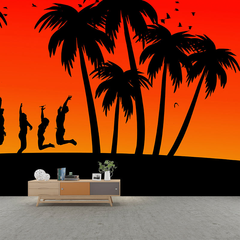 Tropical Illustration Wall Decal Stain Resistant Murals Decoration for Sleeping Room