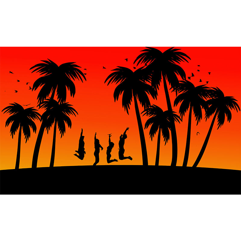 Tropical Illustration Wall Decal Stain Resistant Murals Decoration for Sleeping Room