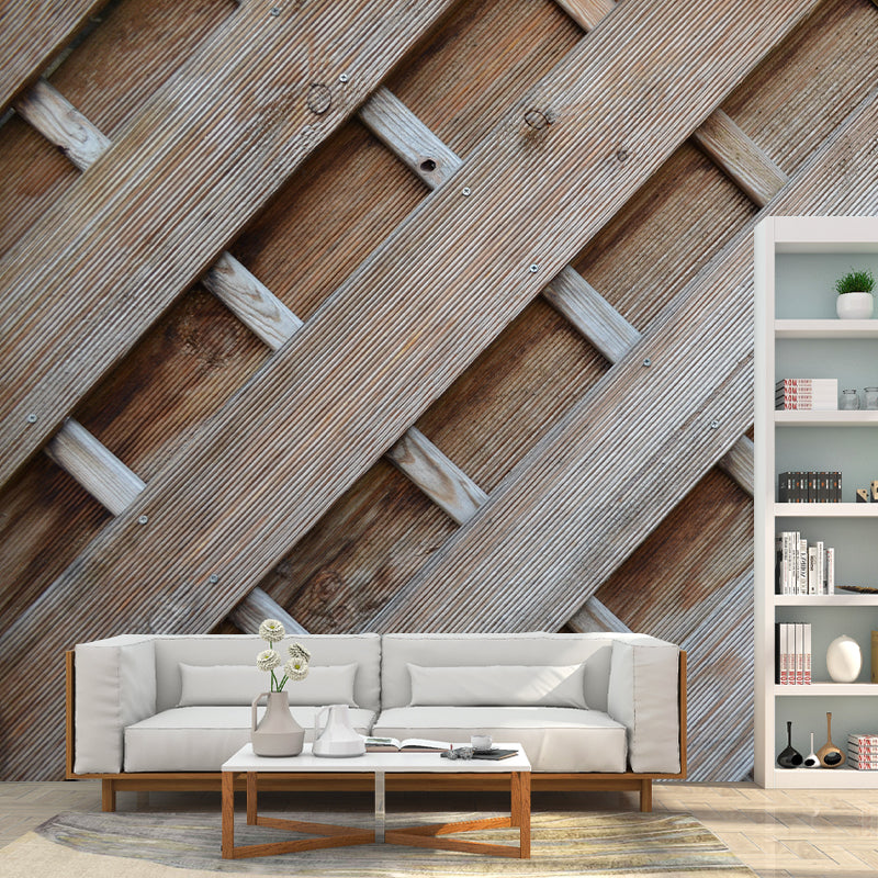 Wood Grain Mural Wallpaper Mildew Resistant Wall Decor, Personalized Size