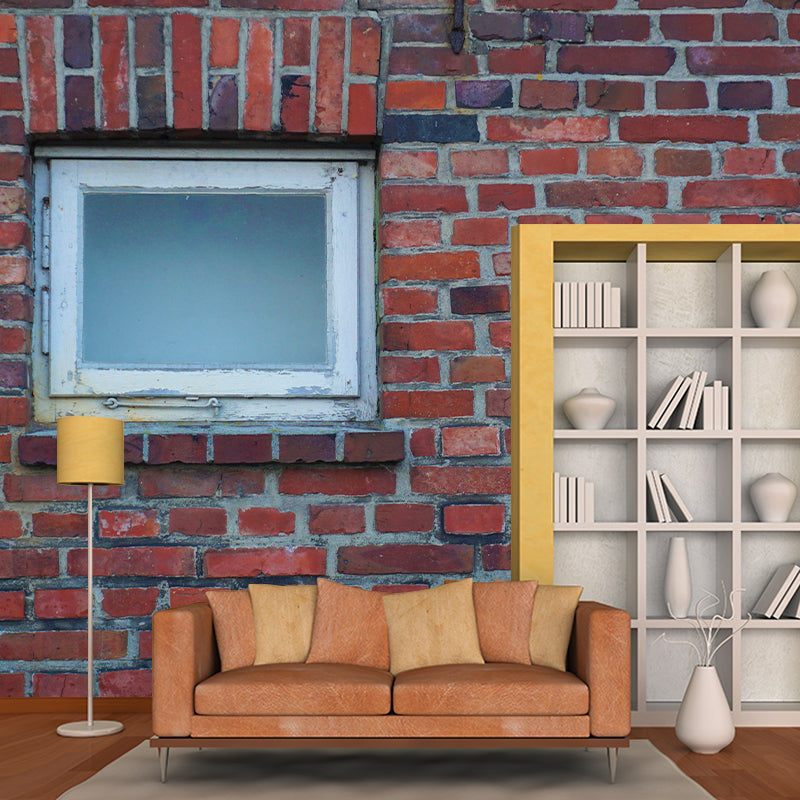 Brick Mural Decal Modern Mildew Resistant Wall Covering for Living Room