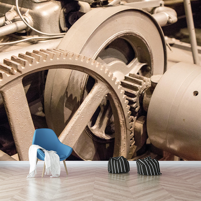 Engine Photography Style Building Mural Mildew Resistant for Wall Decor