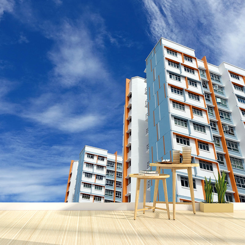 Contemporary Photography Style Building Mural Wallpaper Mildew Resistant for Decoration