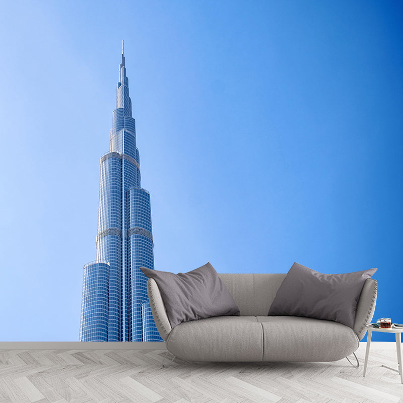 Door Sky Photography Style Building Mural Wallpaper Mildew Resistant for Bedroom