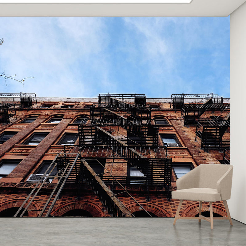 Contemporary Photography Style Building Mural Wallpaper Mildew Resistant for Room