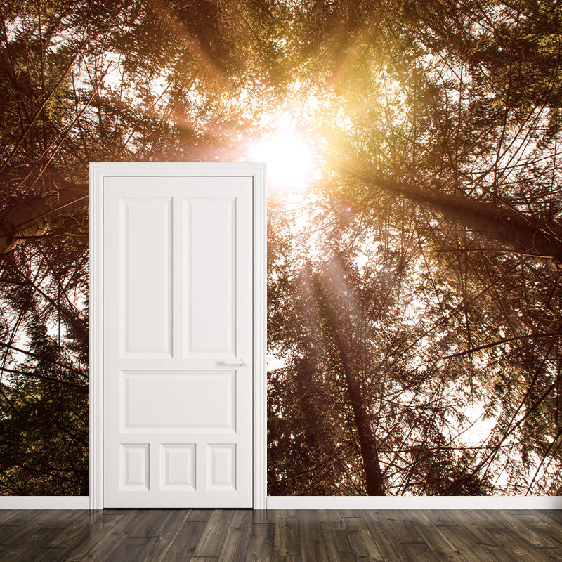 Contemporary Photography Style Forest Mural Wallpaper Mildew Resistant for Bedroom