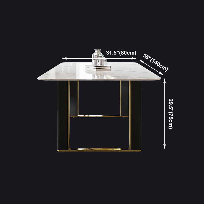 Traditional Luxury Dining Table Rectangle Sintered Stone Dining Table with Sled Base