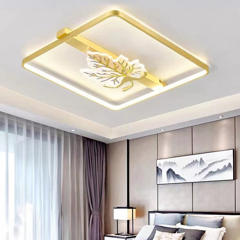 Geometry Shape Flush Mount Lamps Modern Metal 2-Light Flush Mount Fixture in Gold