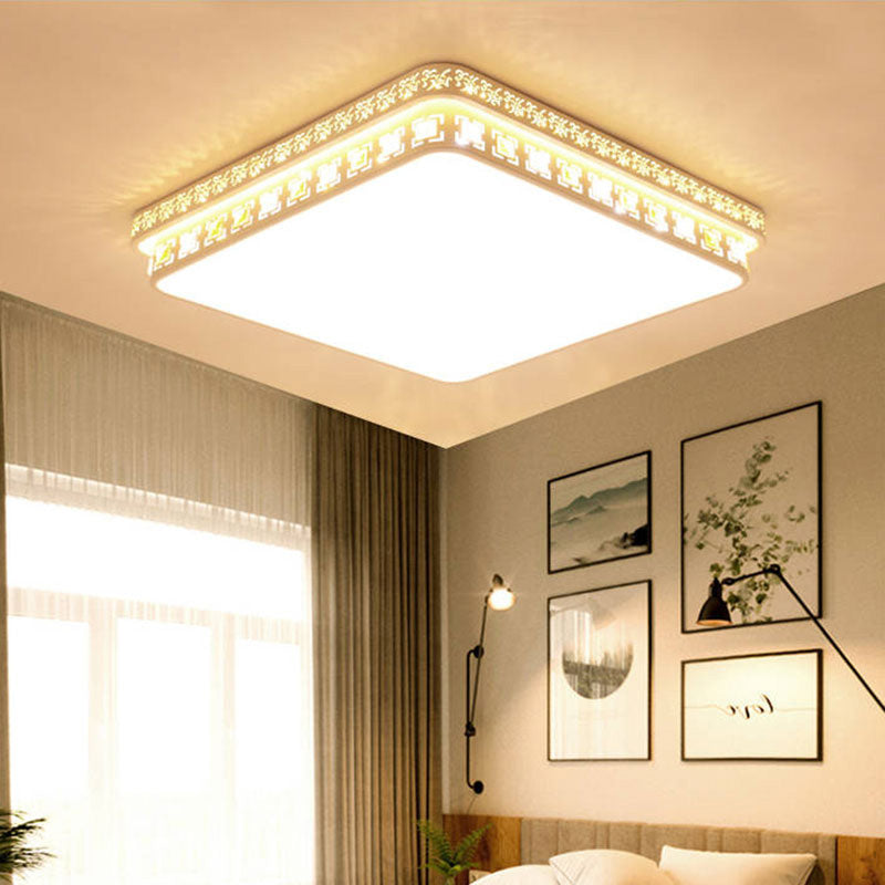 Modern Simple Style Geometry Shape Crystal Ceiling Lamp Iron 1 Light for Living Room Bedroom