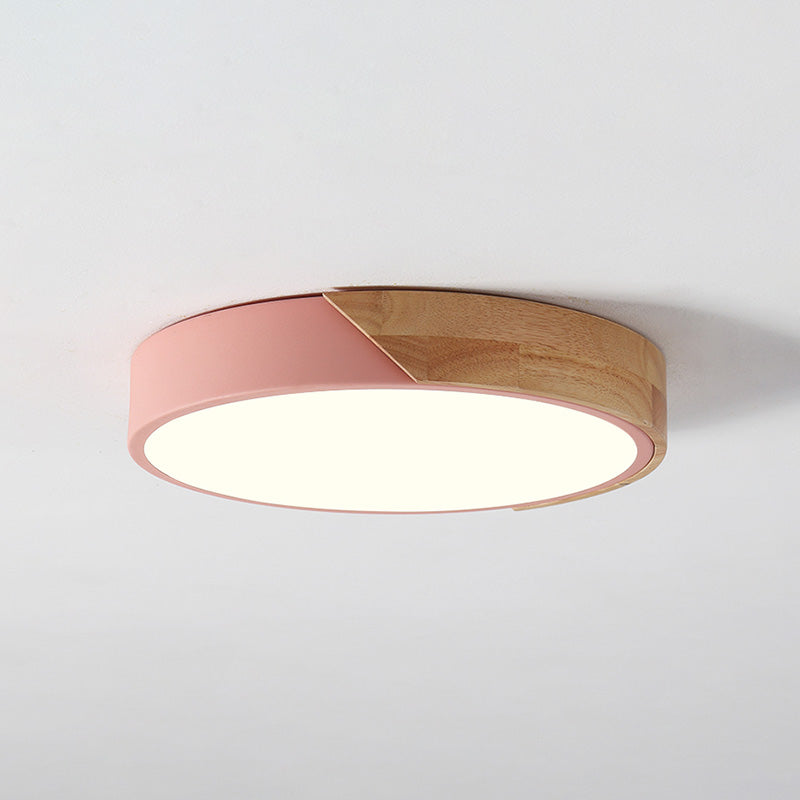 Modern Simple Macaroon Style Round Shape LED Ceiling Lamp Iron 1 Light for Living Room Balcony