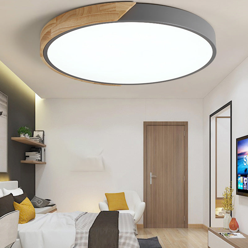 Modern Simple Macaroon Style Round Shape LED Ceiling Lamp Iron 1 Light for Living Room Balcony