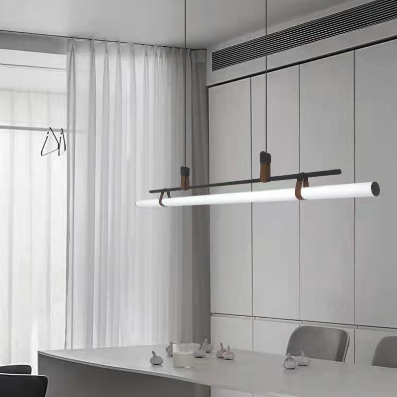 1 Light Linear Island Lighting Fixtures Contemporary Metal Island Pendants for Kitchen
