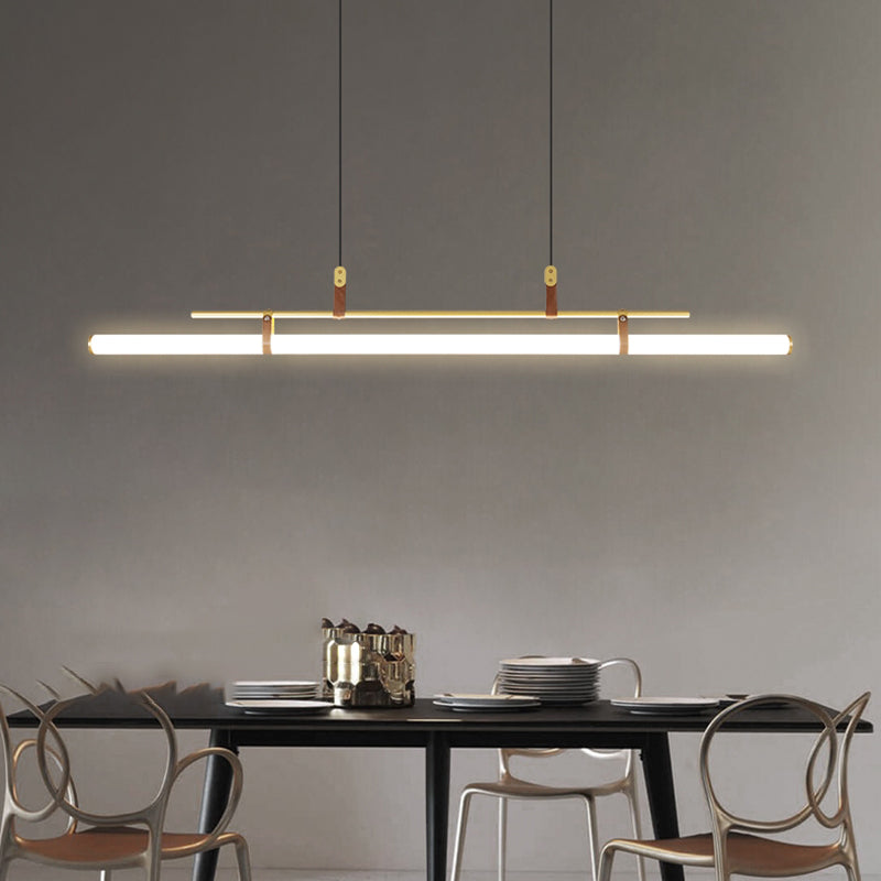 1 Light Linear Island Lighting Fixtures Contemporary Metal Island Pendants for Kitchen