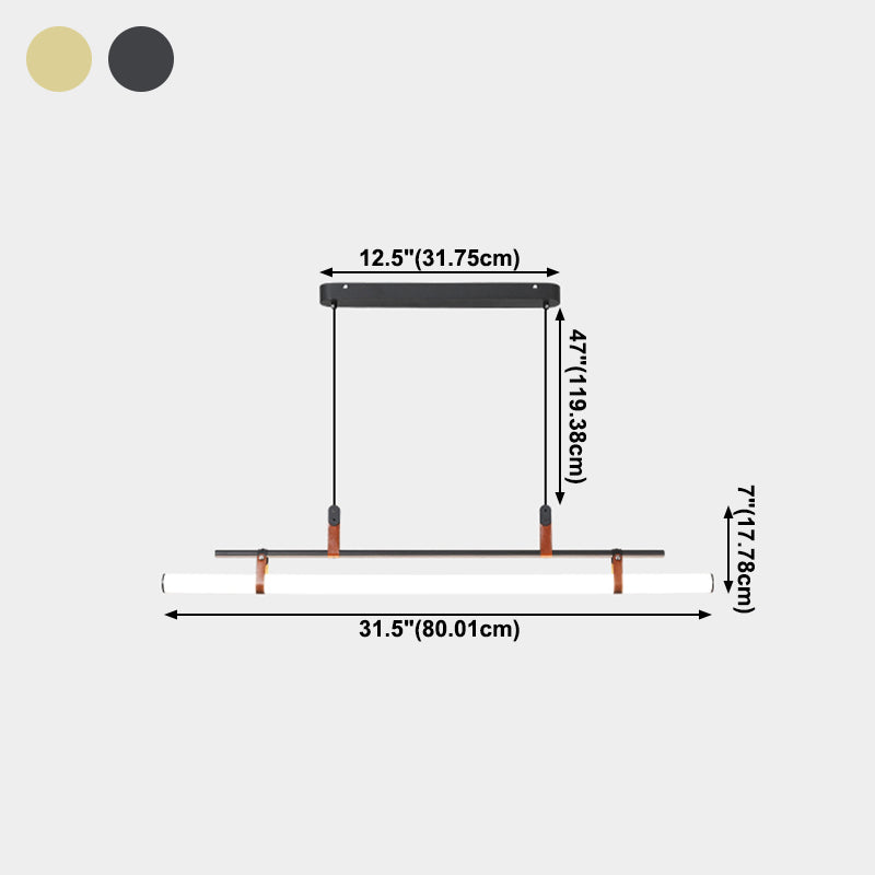 1 Light Linear Island Lighting Fixtures Contemporary Metal Island Pendants for Kitchen