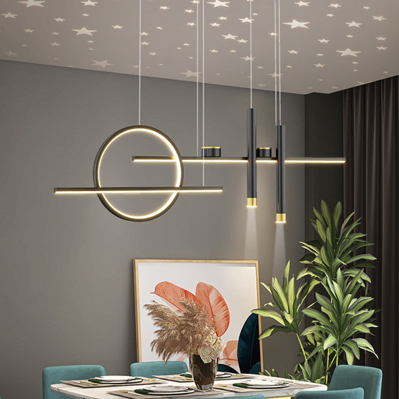 Cylinder Shape Island Lights Contemporary Style Metal 7 Light Island Lighting