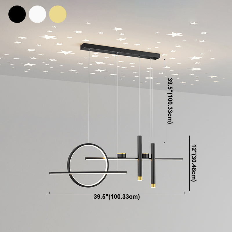 Cylinder Shape Island Lights Contemporary Style Metal 7 Light Island Lighting