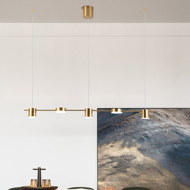 Cylinder Island Lighting Fixtures Contemporary Metal Island Chandelier Lights for Kitchen