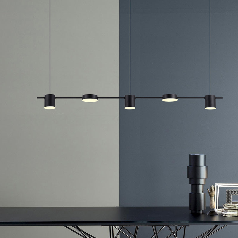 Cylinder Island Lighting Fixtures Contemporary Metal Island Chandelier Lights for Kitchen