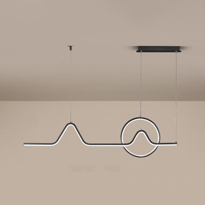 Geometric Island Lighting Contemporary Metal Island Chandelier Lights for Kitchen in Black