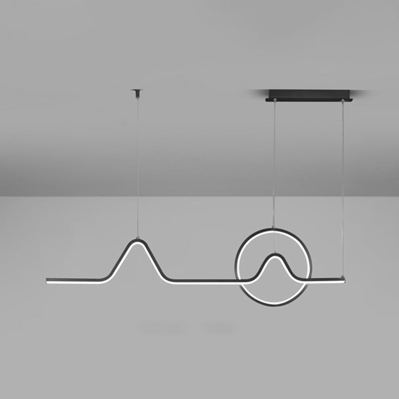 Geometric Island Lighting Contemporary Metal Island Chandelier Lights for Kitchen in Black