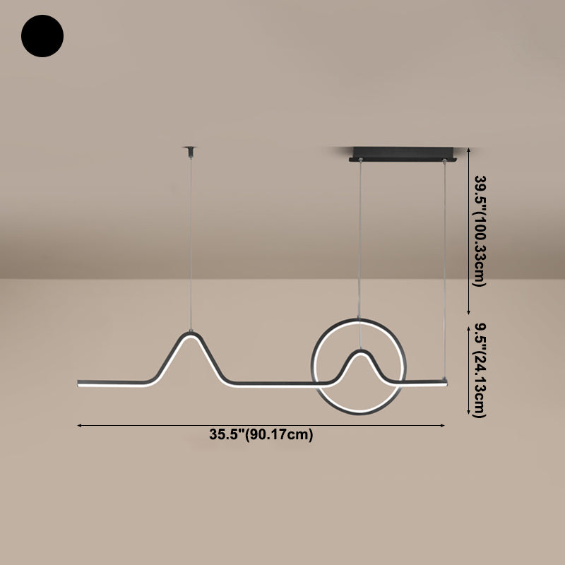 Geometric Island Lighting Contemporary Metal Island Chandelier Lights for Kitchen in Black