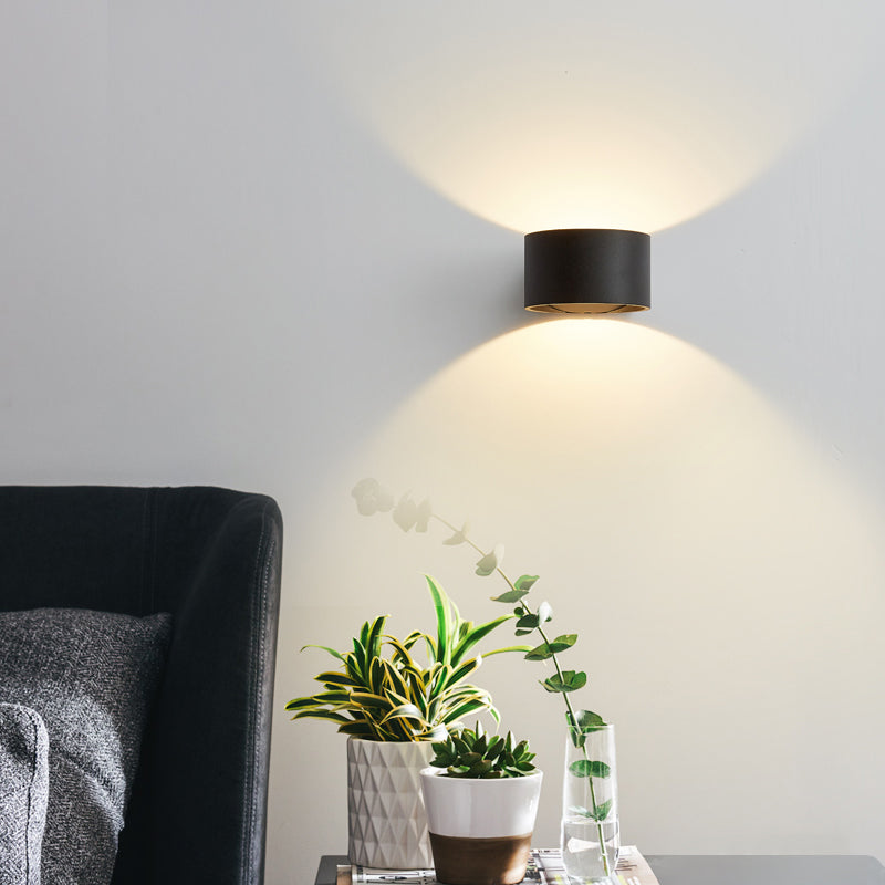 Half Cylinder Metal Wall Light Modern Style 2 Lights Wall Mounted Light Fixture