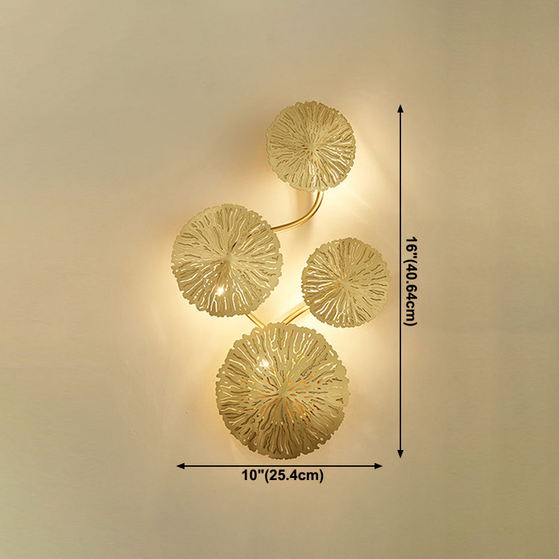 Unique Shape Metal Wall Light Modern Style Multi Lights Wall Mount Light Fixture in Gold