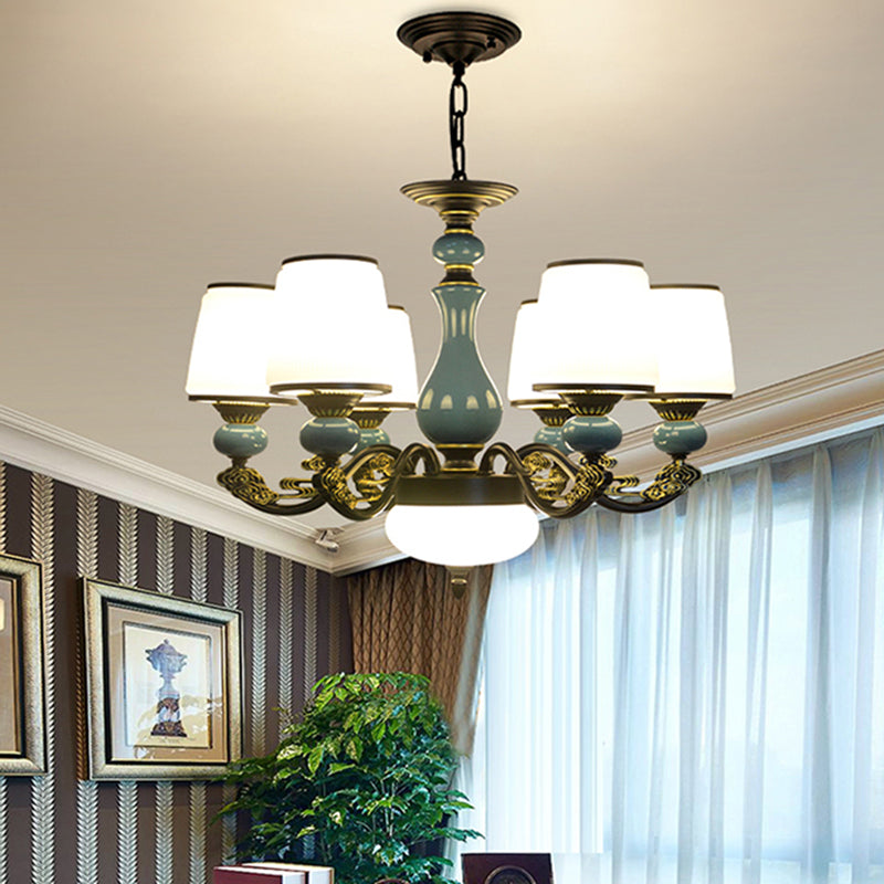 Cylinder Shape Pendant Lights Modern Style Glass Chandelier Light Fixtures