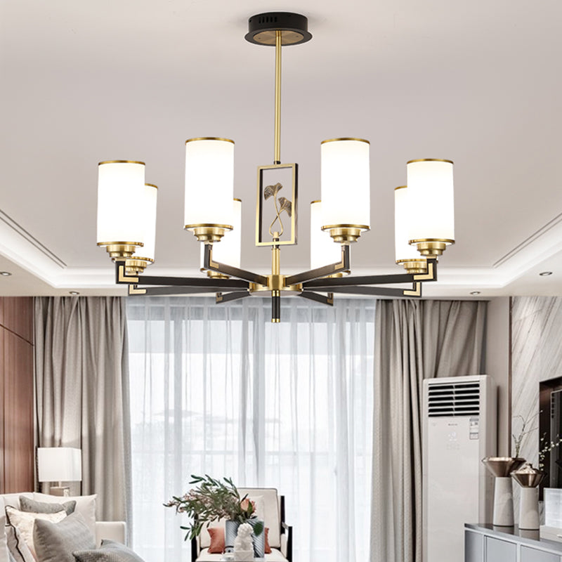 Cylinder Shape Pendant Lights Modern Style Glass Chandelier Lights