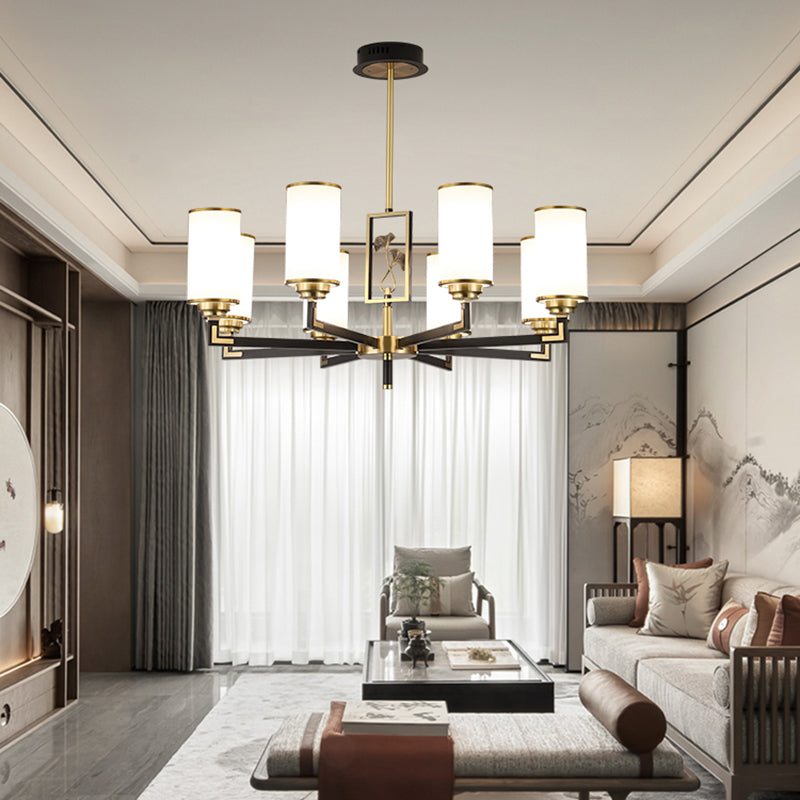 Cylinder Shape Pendant Lights Modern Style Glass Chandelier Lights