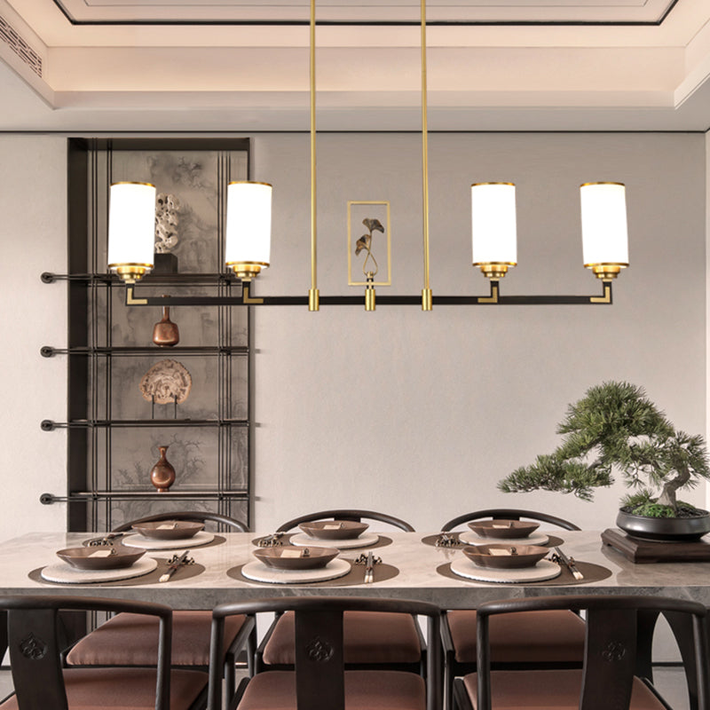 Cylinder Shape Pendant Lights Modern Style Glass Chandelier Lights
