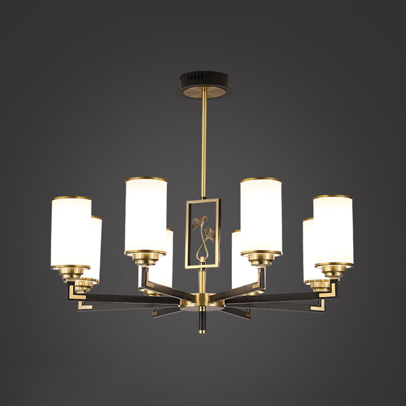 Cylinder Shape Pendant Lights Modern Style Glass Chandelier Lights