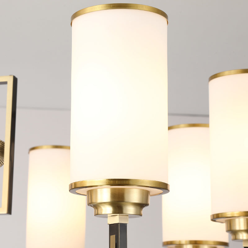 Cylinder Shape Pendant Lights Modern Style Glass Chandelier Lights