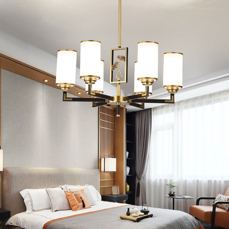 Cylinder Shape Pendant Lights Modern Style Glass Chandelier Lights