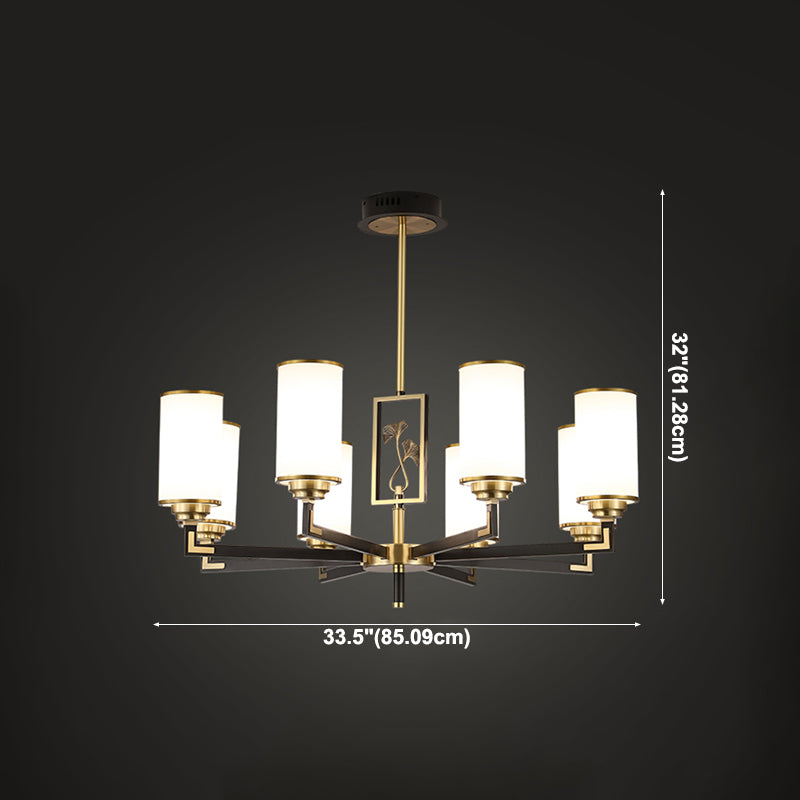 Cylinder Shape Pendant Lights Modern Style Glass Chandelier Lights