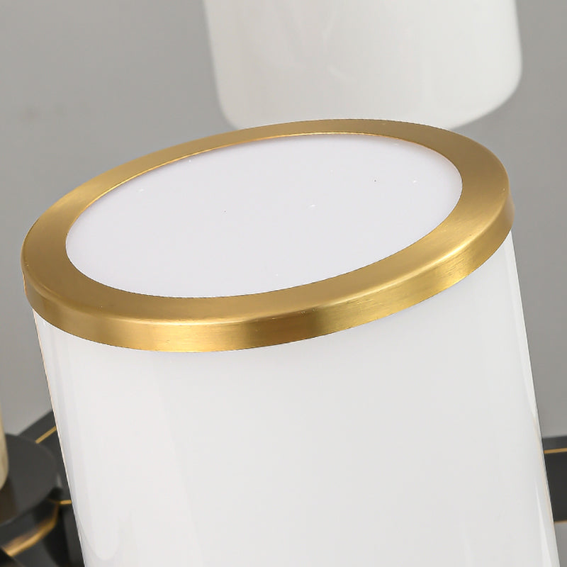 Cylindrical Shape Pendant Lights Modern Style Glass Chandelier Lights in Gold