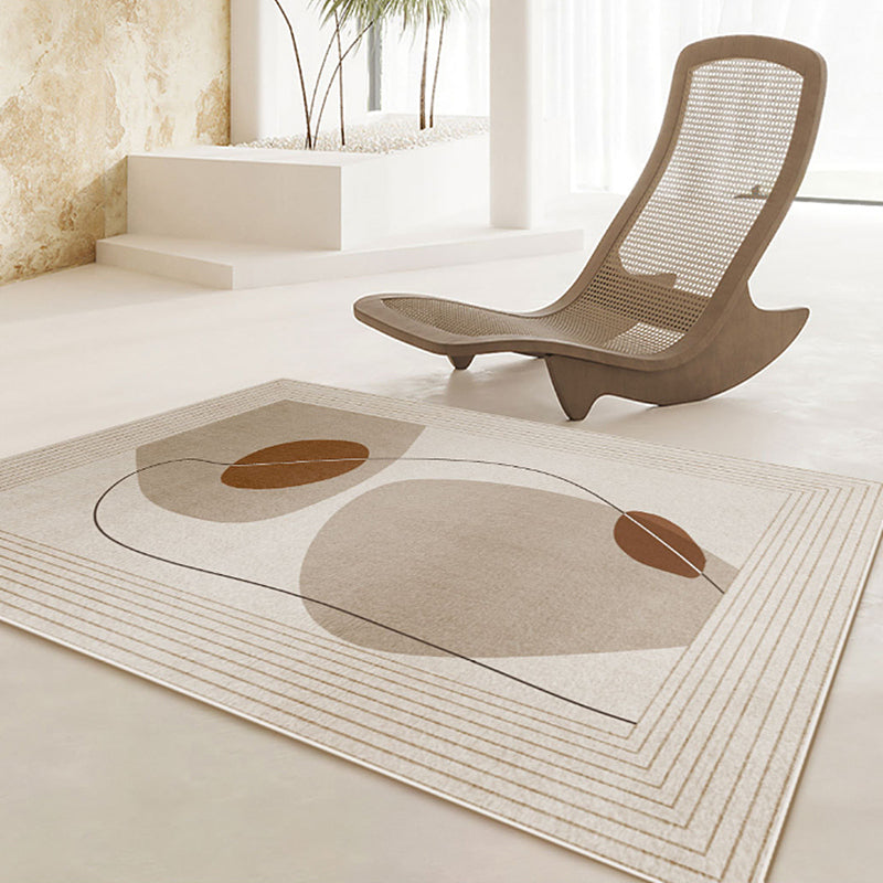 Light Brown Modern Rug Polyester Color Lump Rug Non-Slip Backing Rug for Living Room