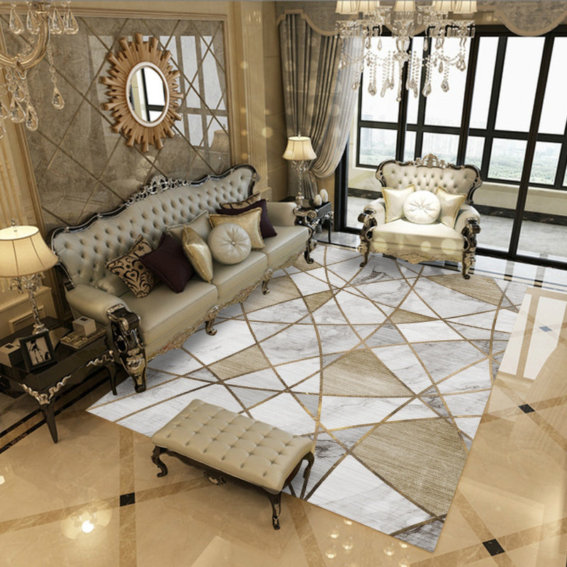 Light Brown Modern Rug Polyester Color Lump Rug Non-Slip Backing Rug for Living Room