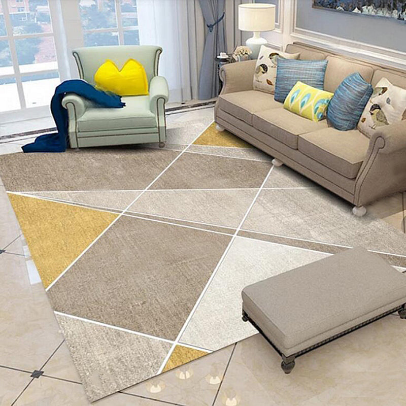 Light Brown Modern Rug Polyester Color Lump Rug Non-Slip Backing Rug for Living Room