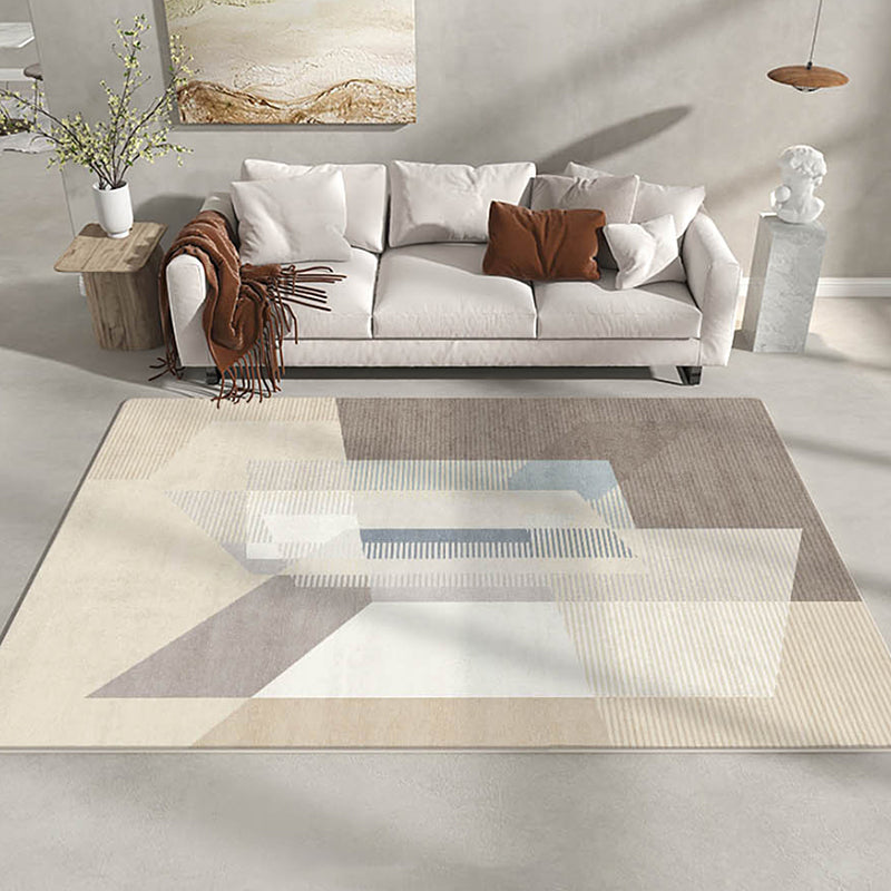 Light Brown Modern Rug Polyester Color Lump Rug Non-Slip Backing Rug for Living Room